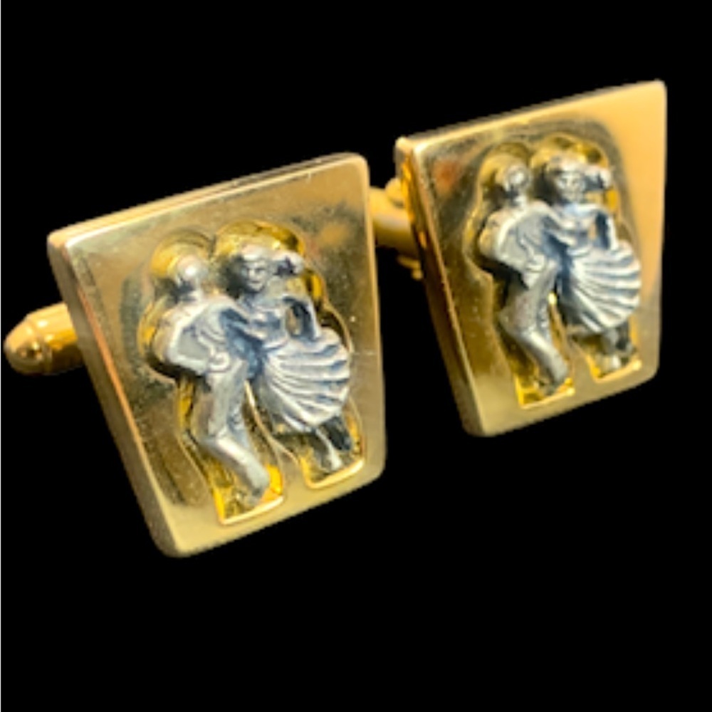 Anson Brand Dancing Couple Cufflinks 1950's Mid Century Swing Sock Hop.